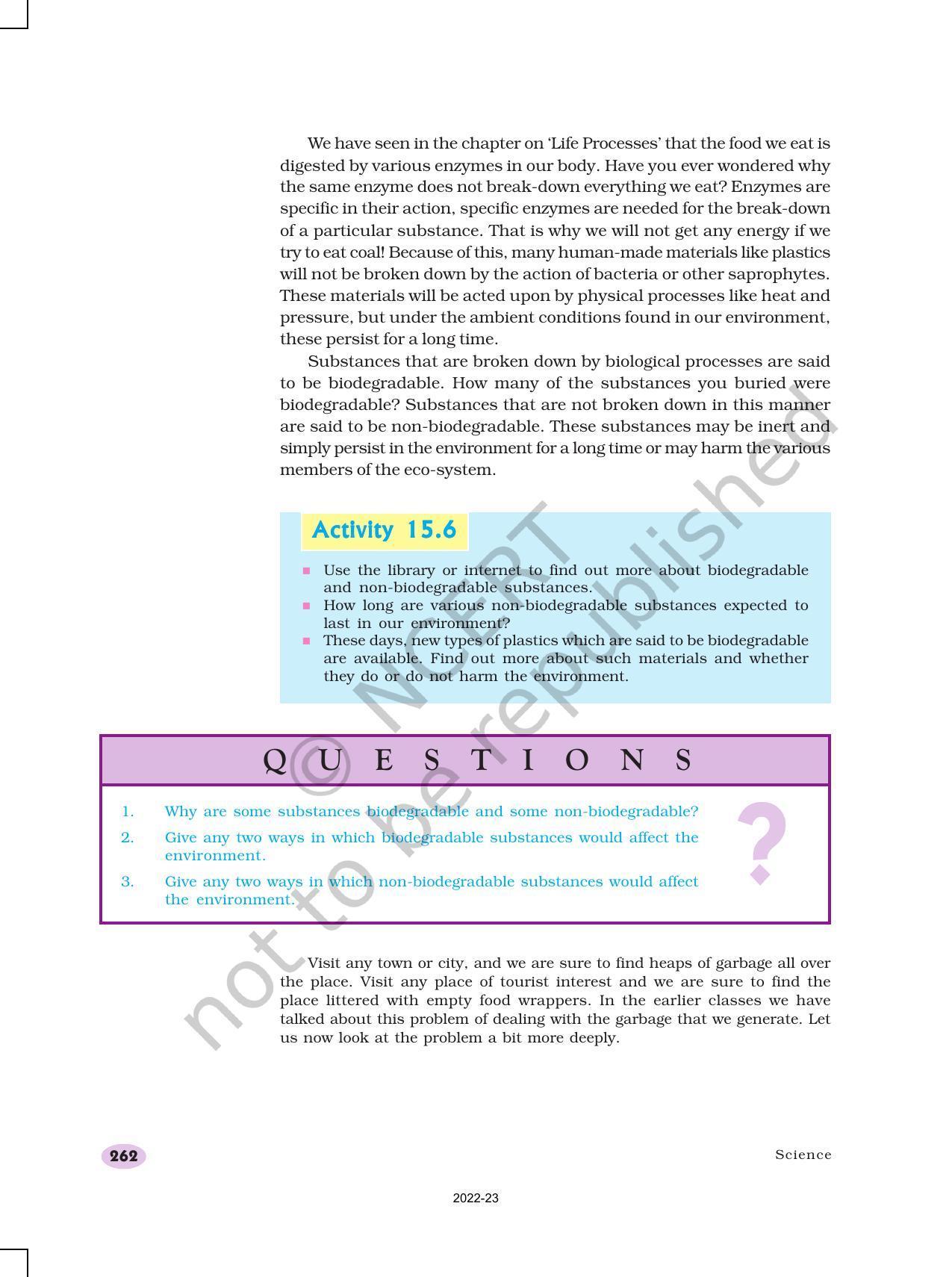 NCERT Book For Class 10 Science Chapter 15 Our Environment