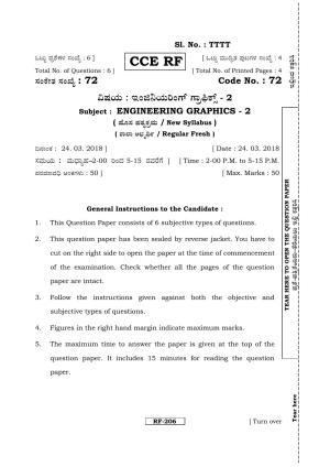 Karnataka SSLC ENGINEERING GRAPHICS -  (72 CCE RF_J3) April 2018 Question Paper