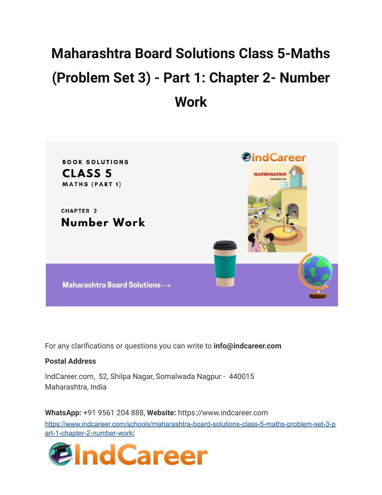 Maharashtra Board Solutions Class 5-Maths (Problem Set 3) - Part 1 ...