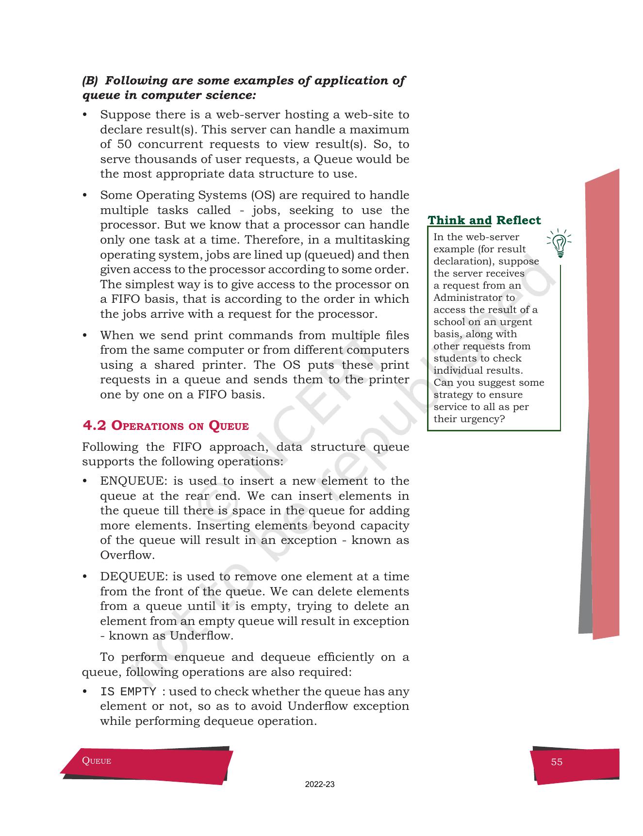 NCERT Book for Class 12 Computer Science Chapter 4 Queue - Page 3