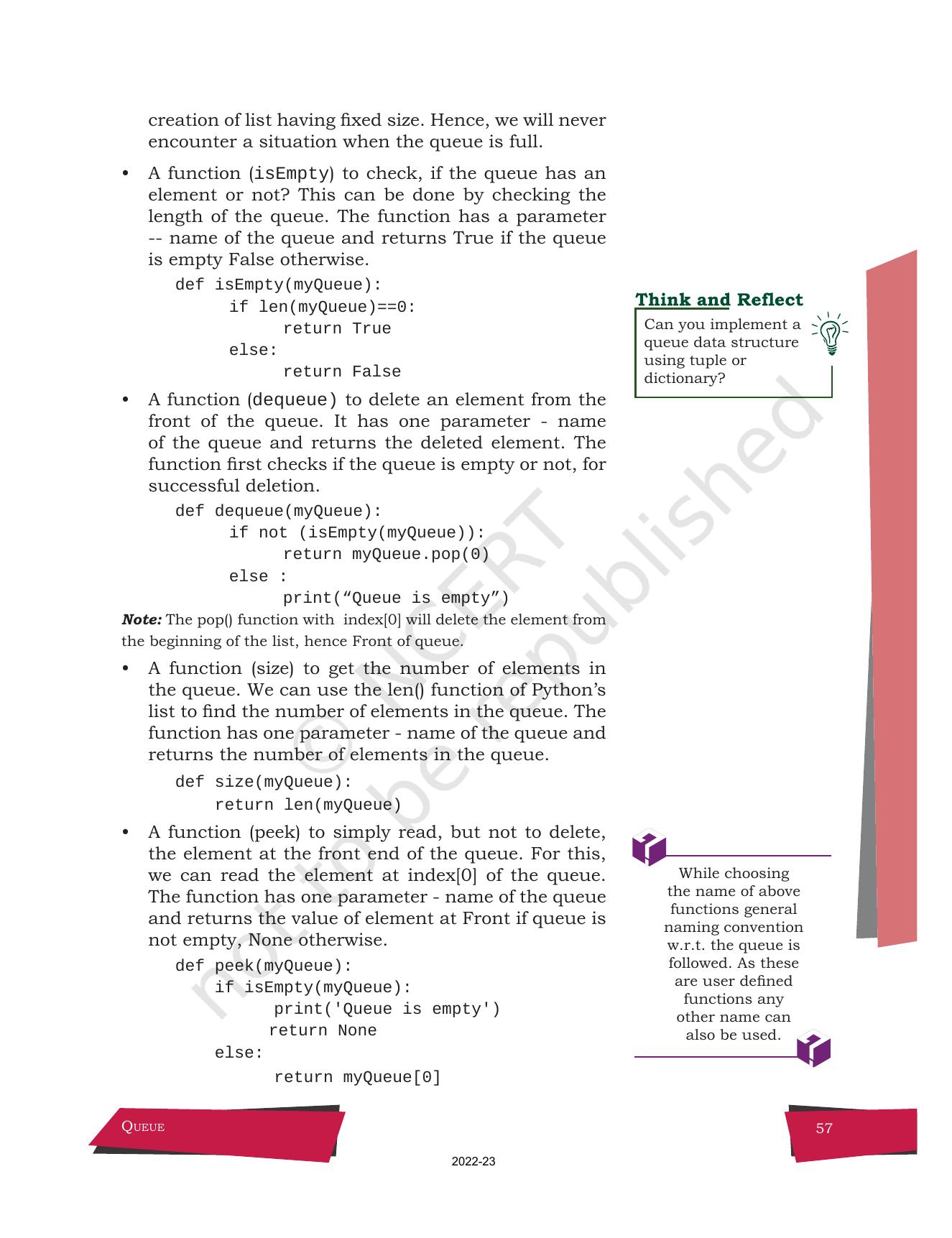 NCERT Book for Class 12 Computer Science Chapter 4 Queue - Page 5