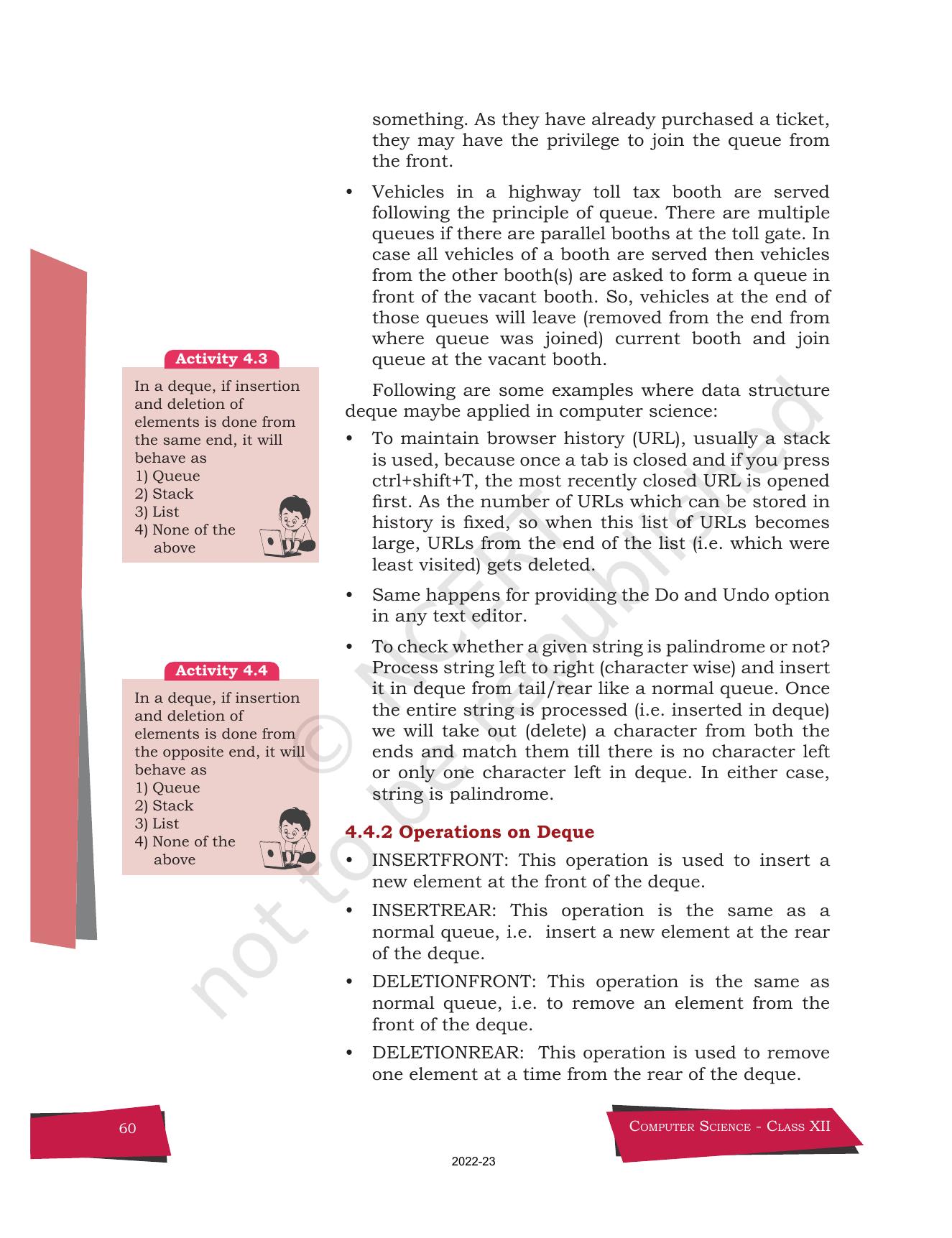 NCERT Book for Class 12 Computer Science Chapter 4 Queue - Page 8