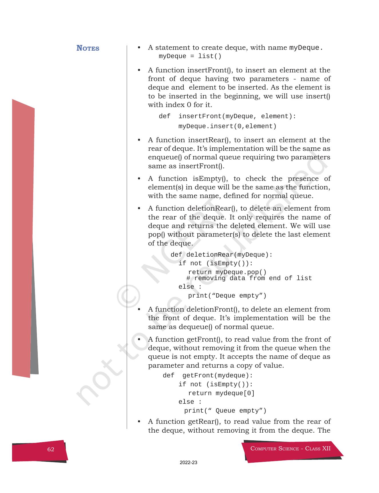 NCERT Book for Class 12 Computer Science Chapter 4 Queue - Page 10