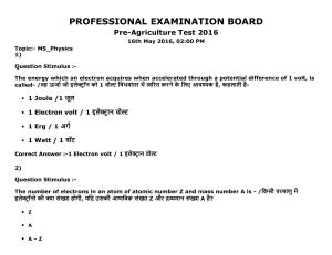MP PAT Physics, Chemistry , Maths -(Exam. Date  16/05/2016 Time 02:00 PM to 05:00 PM) Slot 2 Question Paper