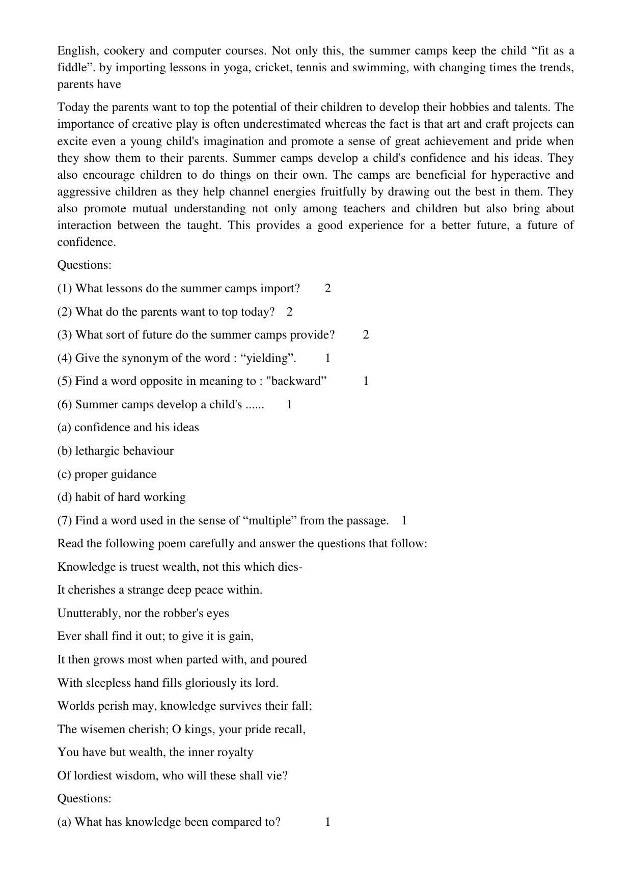 MP Board Class 12 English Special 2018 Question Paper - Page 4