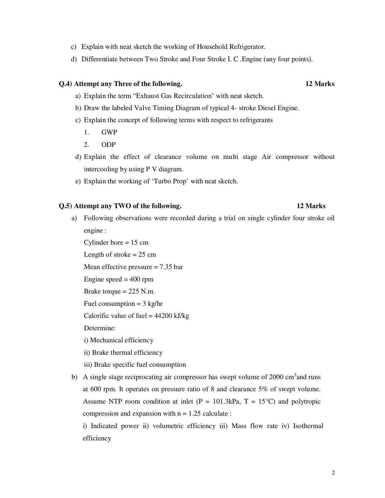 Msbte Summer Question Paper 2019 Power Engineering And Refrigeration Indcareer Docs