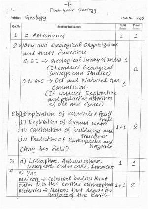 Kerala Plus One 2016 Geology Answer Key