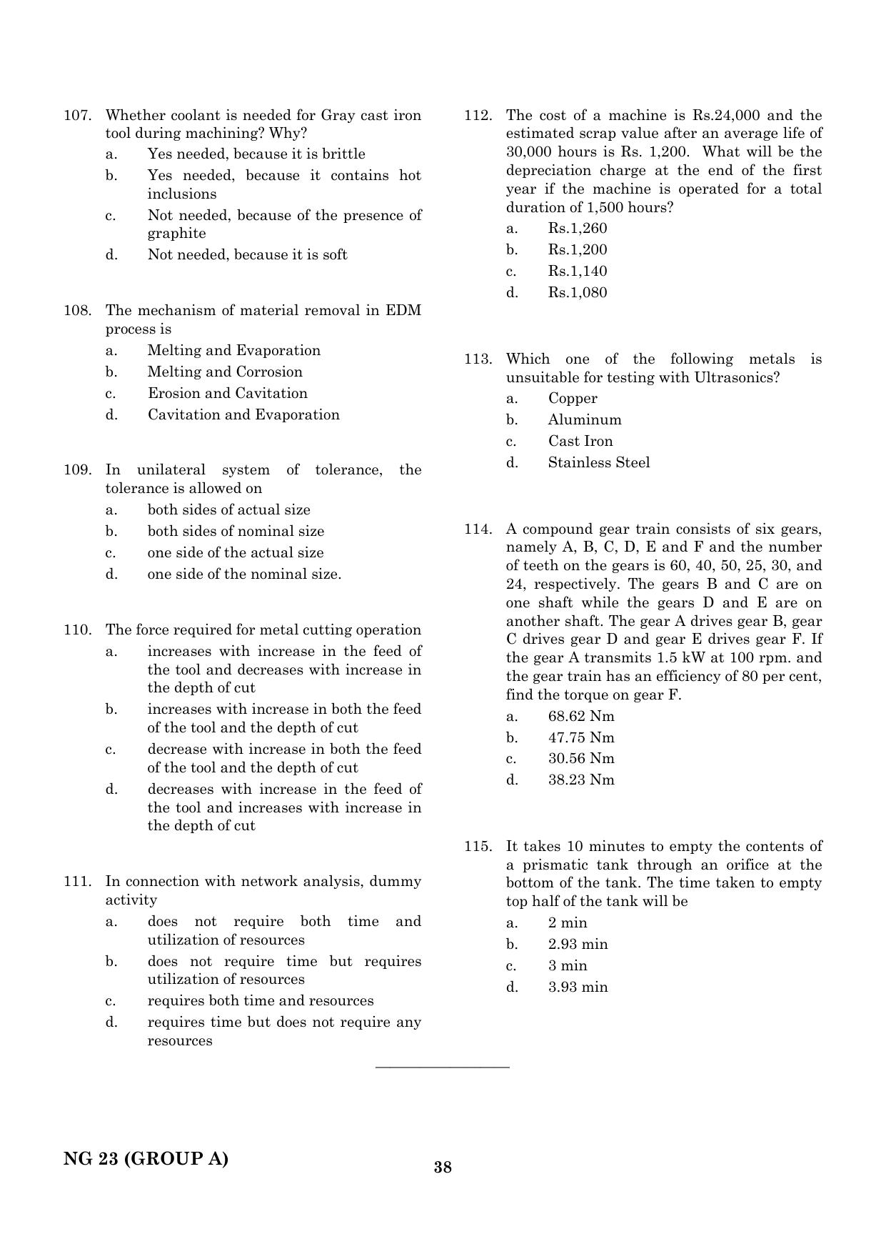 CEETA PG 2023 M.E / M.TECH/ M.ARCH / M.PLAN (GROUP A) Question Paper ...