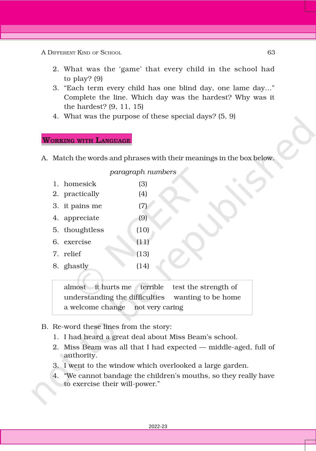 NCERT Book For Class 6 English(Honeysuckle) : Chapter 5-A Different ...