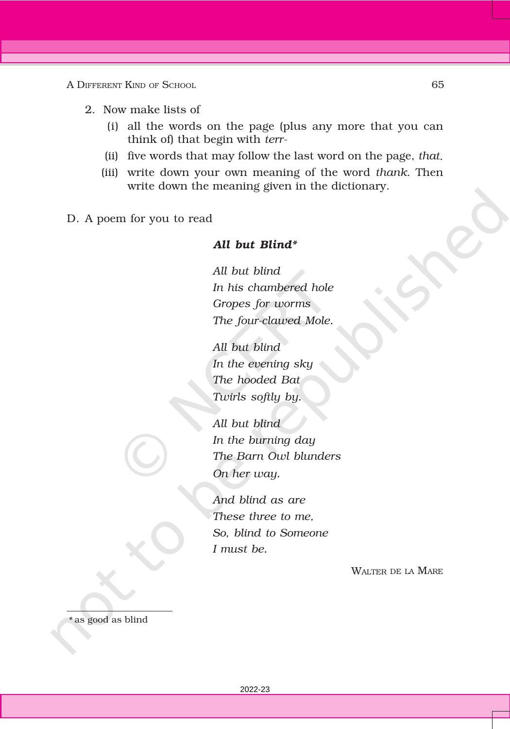 NCERT Book for Class 6 English(Honeysuckle) : Chapter 5-A Different Kind of School - Page 10