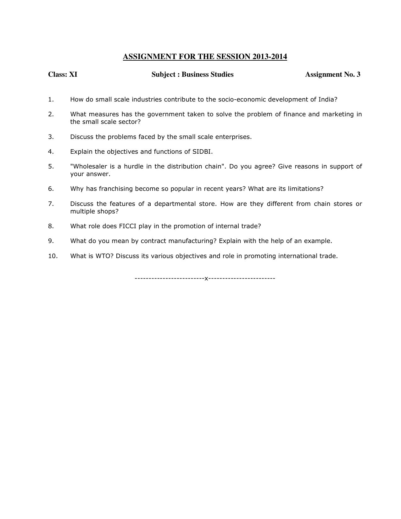 CBSE Worksheets for Class 11 Business Studies Assignment 6 - Page 1