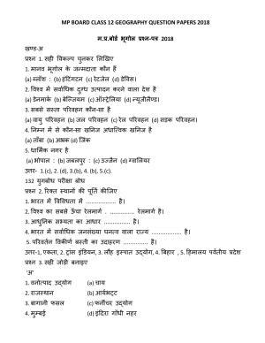  MP Board Class 12 Geography 2018 Question Paper