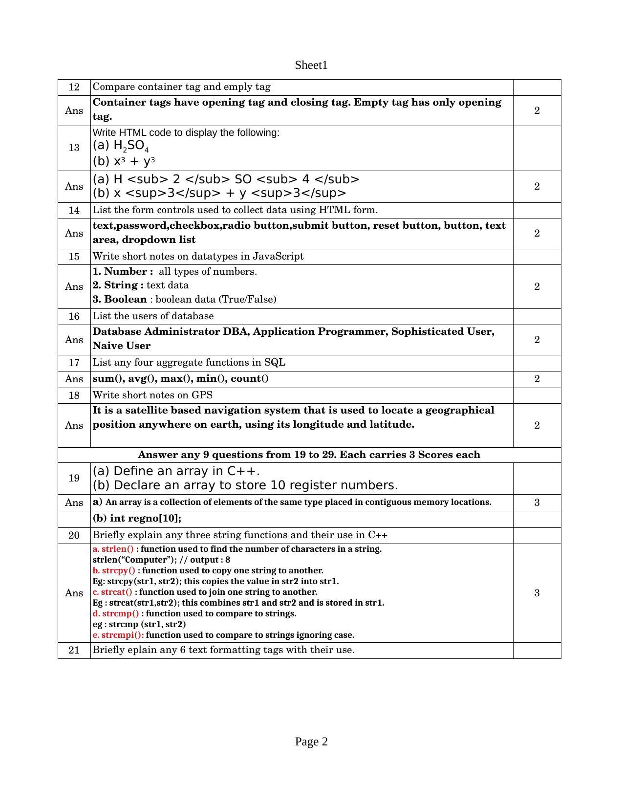 Kerala Plus Two 2023 Computer Application (Commerce) Model Question paper - Page 2
