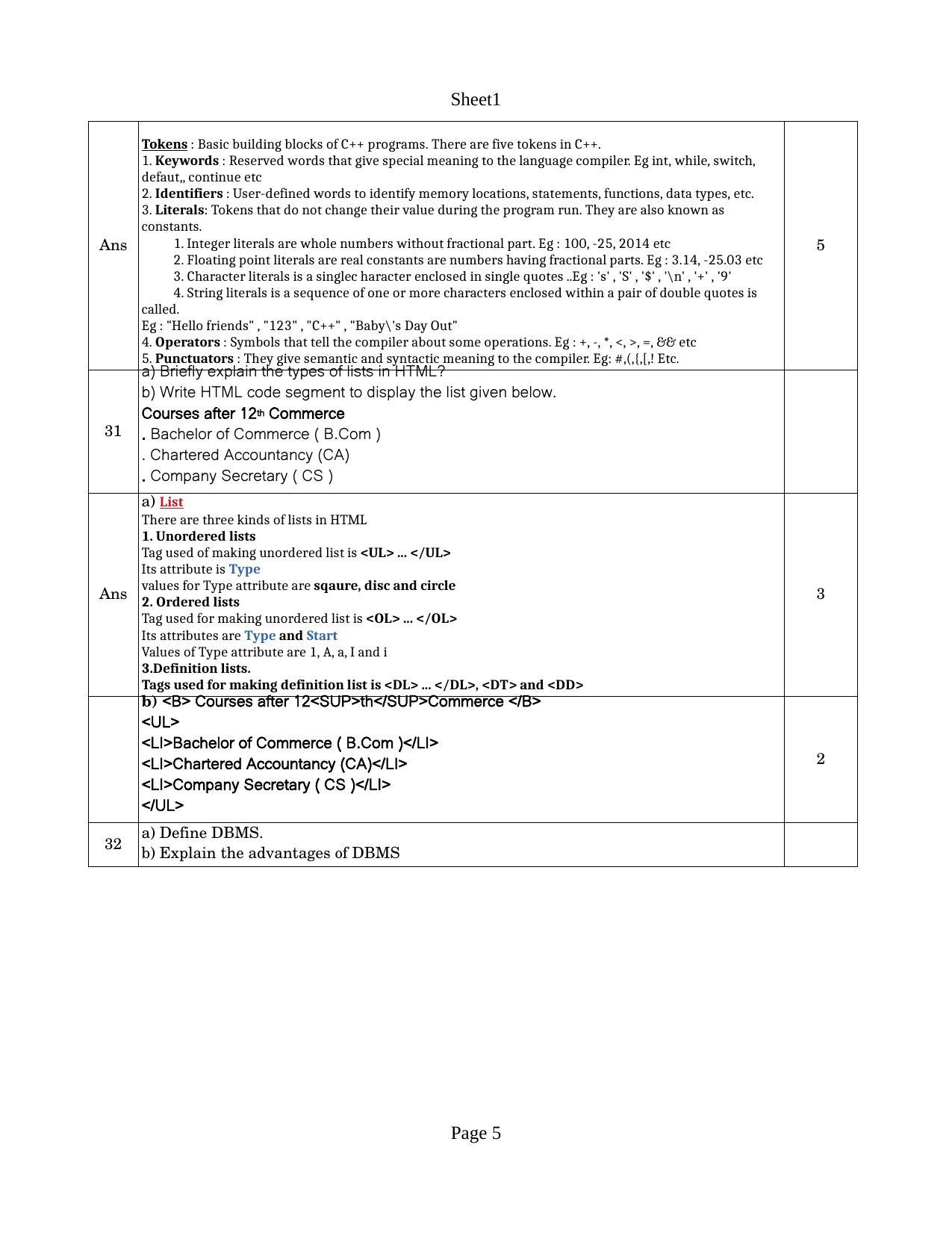 Kerala Plus Two 2023 Computer Application (Commerce) Model Question paper - Page 5