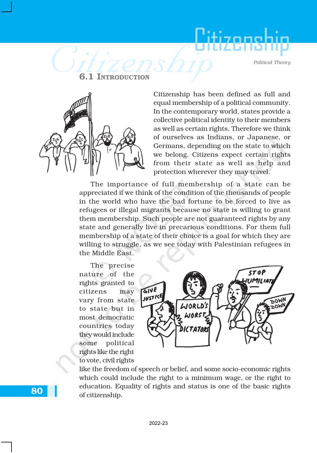 NCERT Book for Class 11 Political Science (Political Theory) Chapter 6 Citizenship - Page 2