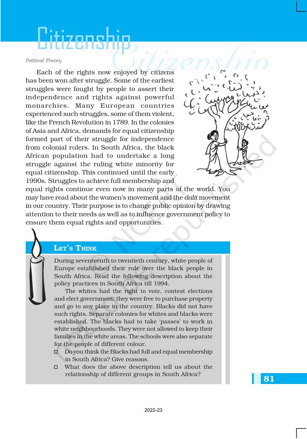 NCERT Book for Class 11 Political Science (Political Theory) Chapter 6 Citizenship - Page 3