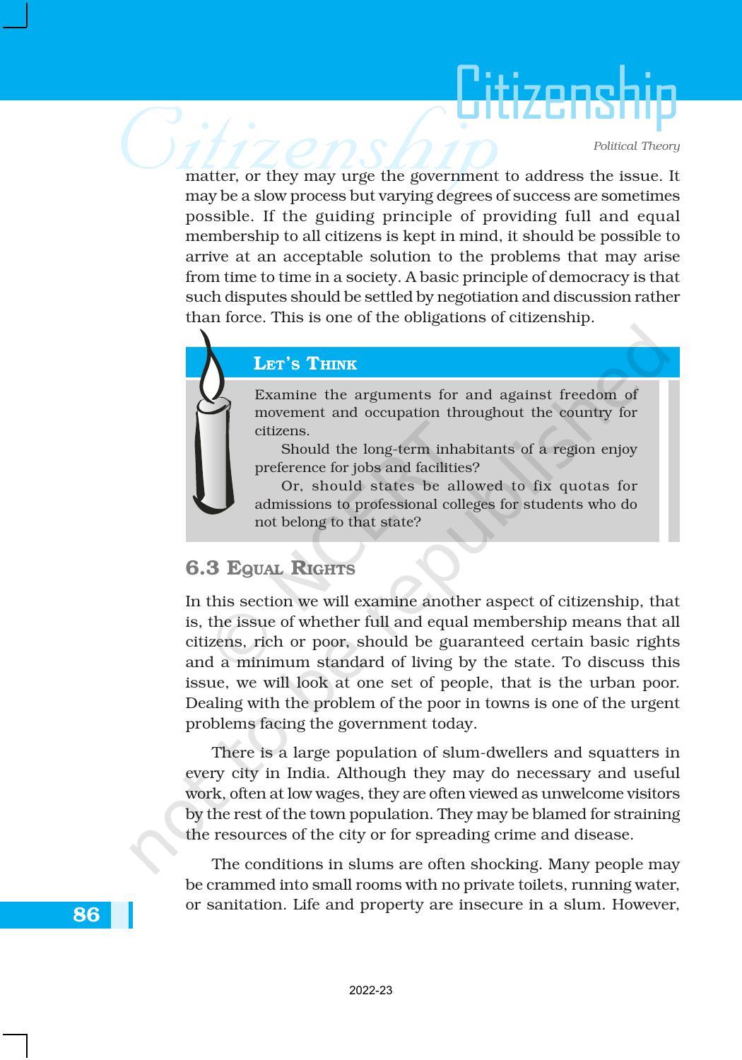 NCERT Book for Class 11 Political Science (Political Theory) Chapter 6 Citizenship - Page 8