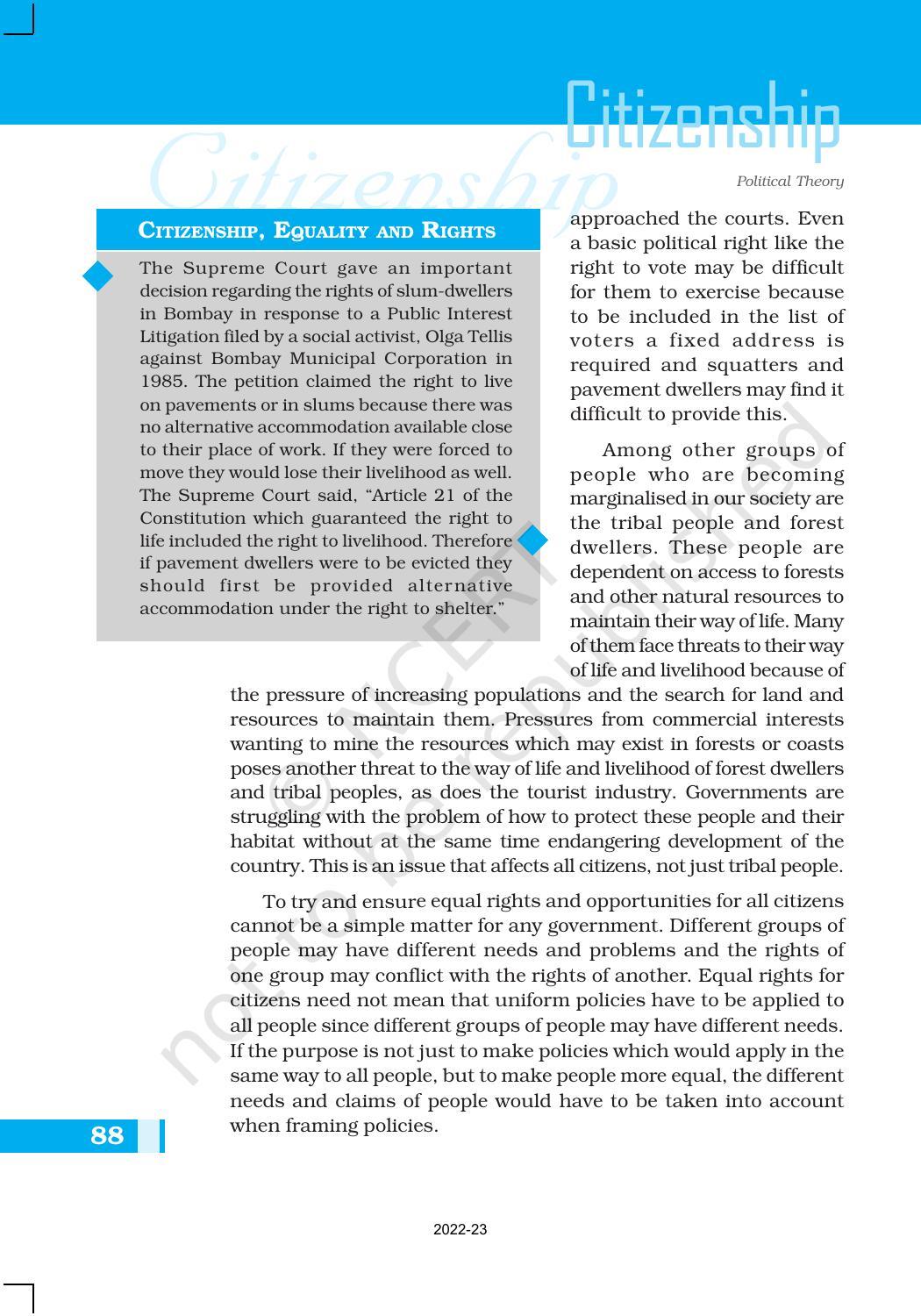 NCERT Book for Class 11 Political Science (Political Theory) Chapter 6 Citizenship - Page 10