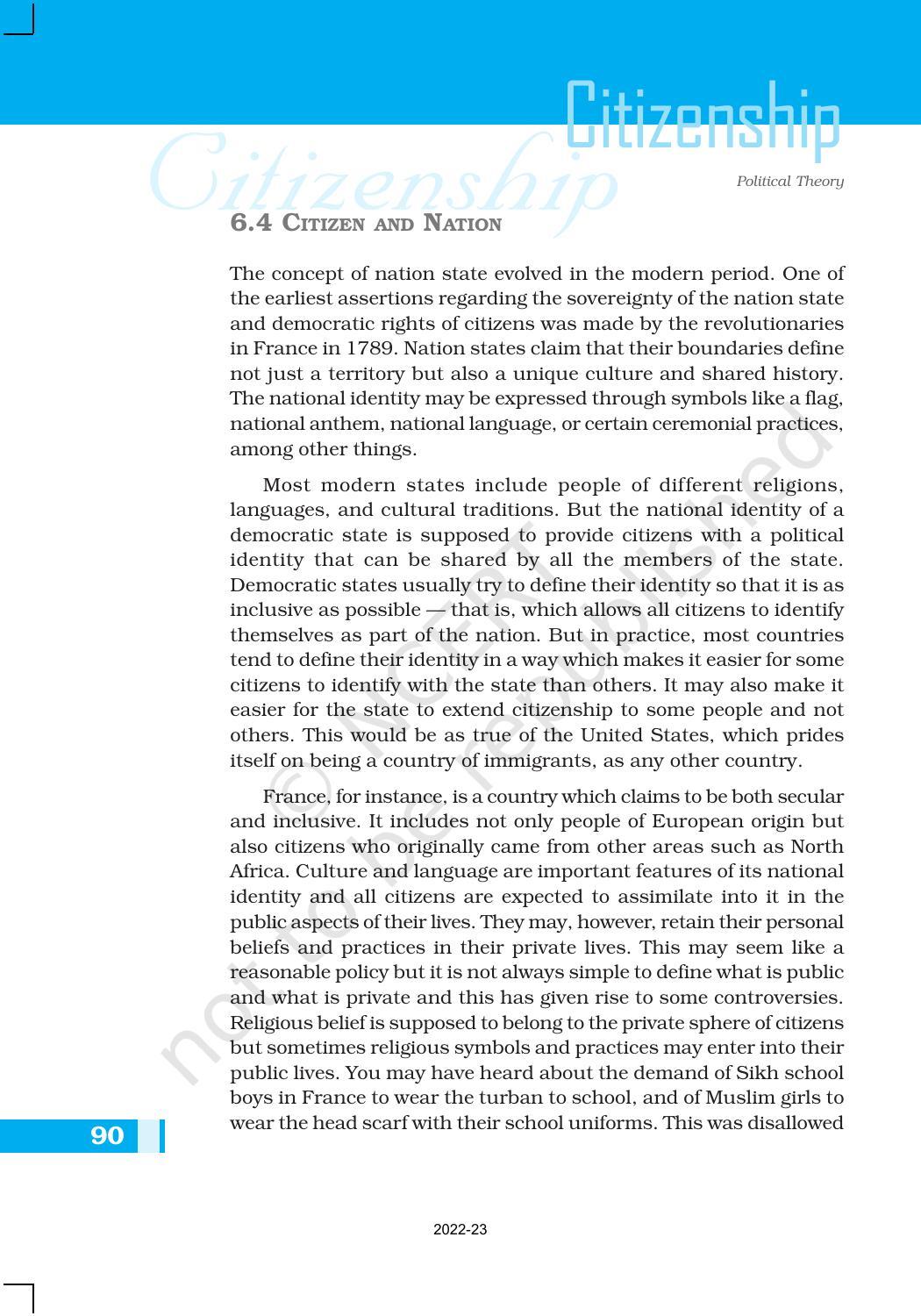 NCERT Book for Class 11 Political Science (Political Theory) Chapter 6 Citizenship - Page 12