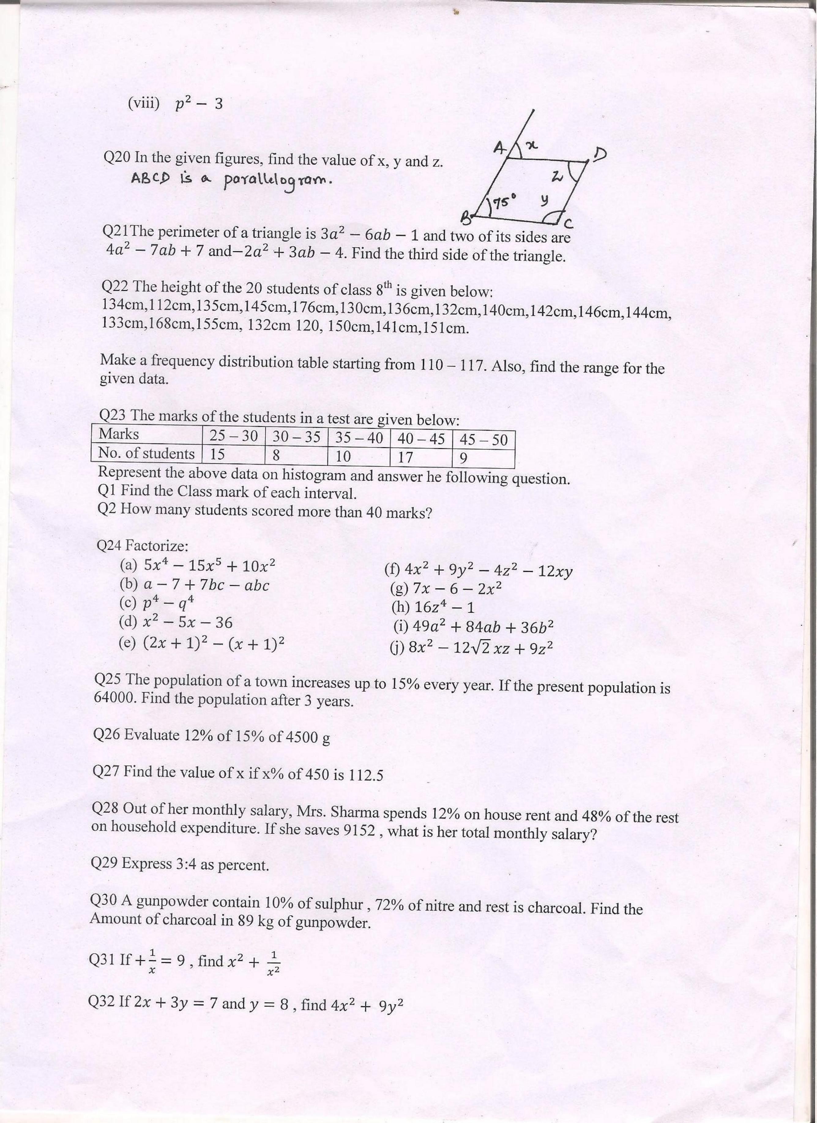 CBSE Worksheets for Class 8 Mathematics Assignment 14 - Page 2