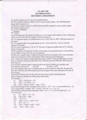 CBSE Worksheets for Class 8 Mathematics Assignment 14