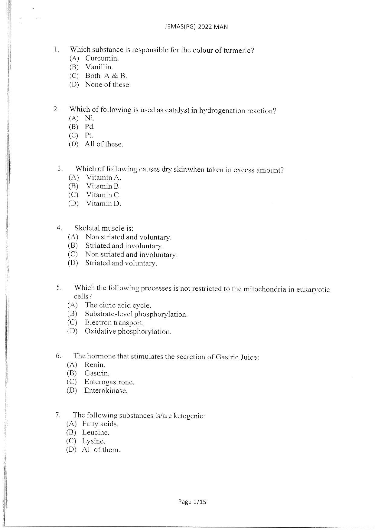 WBJEEB JEMAS (PG) 2022 MAN Question Paper - Page 3