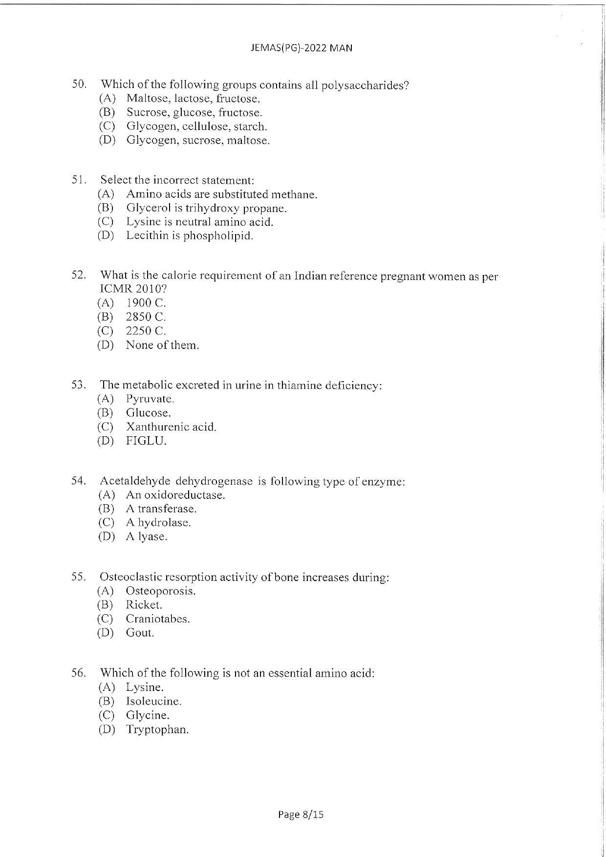 WBJEEB JEMAS (PG) 2022 MAN Question Paper - Page 10