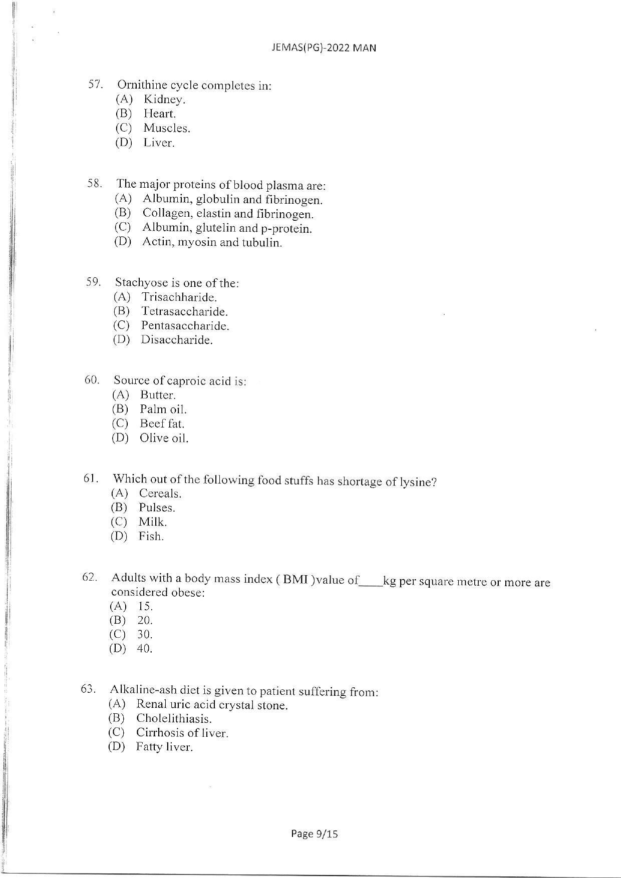 WBJEEB JEMAS (PG) 2022 MAN Question Paper - Page 11