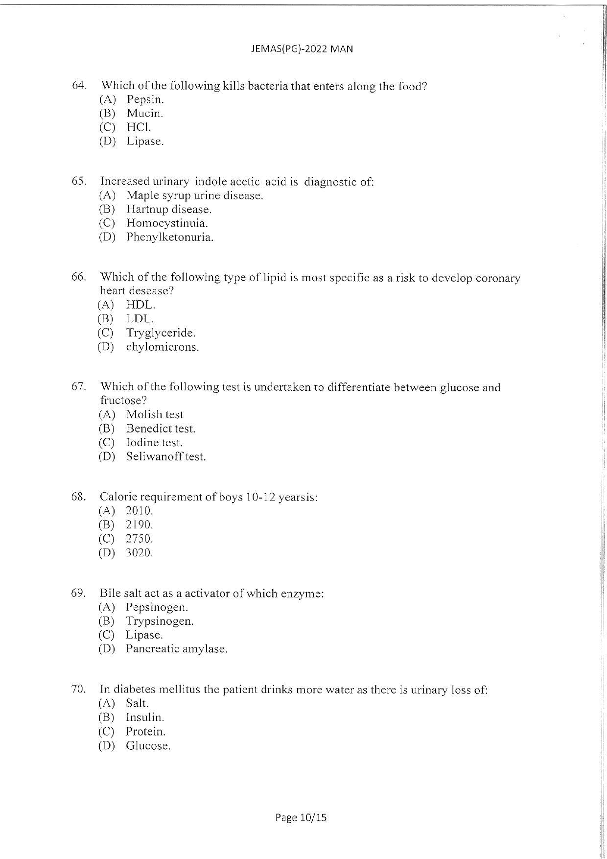 WBJEEB JEMAS (PG) 2022 MAN Question Paper - Page 12
