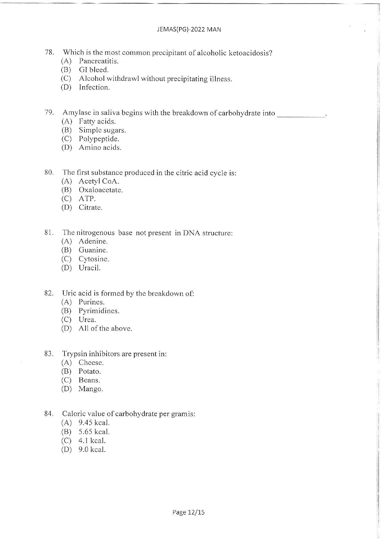 WBJEEB JEMAS (PG) 2022 MAN Question Paper - Page 14