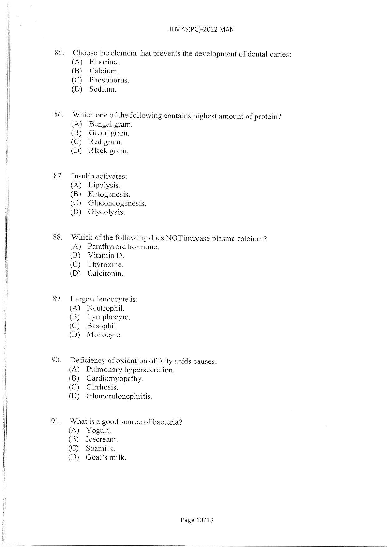 WBJEEB JEMAS (PG) 2022 MAN Question Paper - Page 15