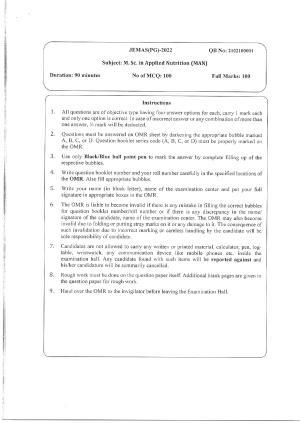 WBJEEB JEMAS (PG) 2022 MAN Question Paper