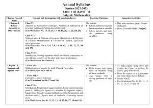 Edudel Class 8 (L-1) Mathematics (English Medium) Syllabus