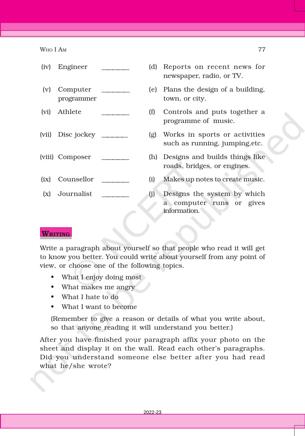 NCERT Book For Class 6 English(Honeysuckle) : Chapter 6-Who I Am ...