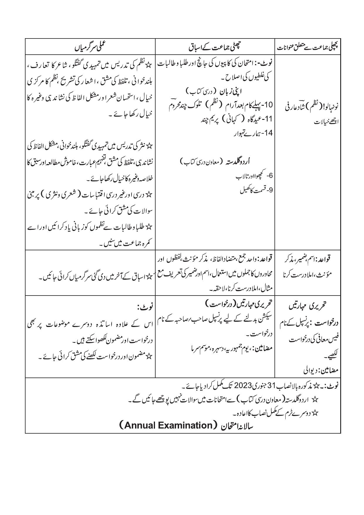 Edudel Class 6( L-1) Urdu-A (Urdu Medium) Syllabus - Page 2