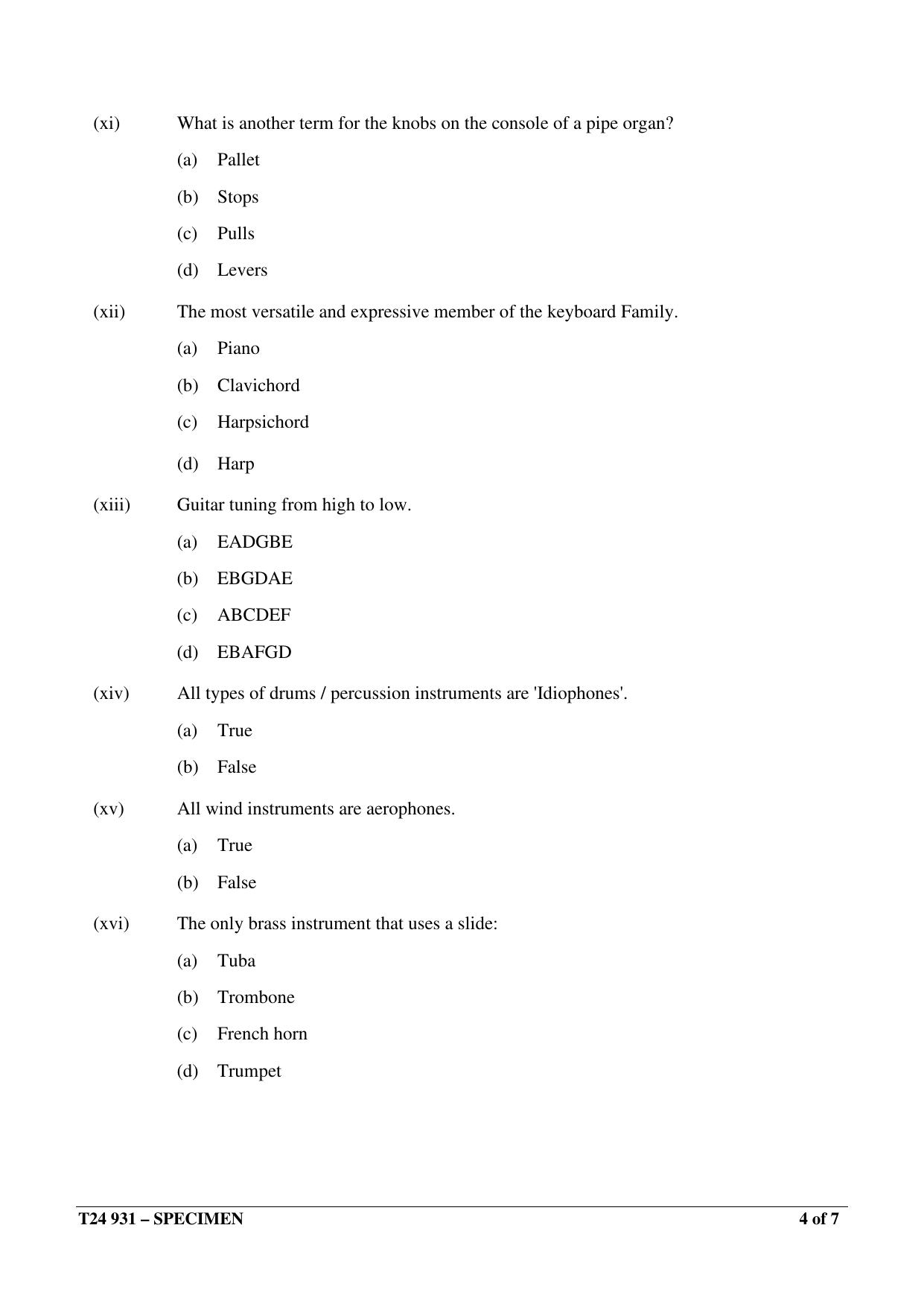 ICSE Class 10  2024 WESTERN MUSIC Sample Paper - Page 4