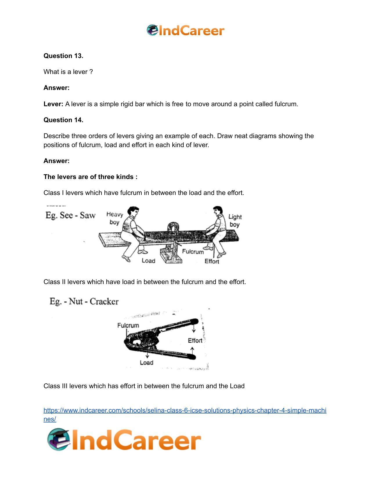 Selina Class 6 ICSE Solutions Physics : Chapter 4- Simple Machines - Page 8