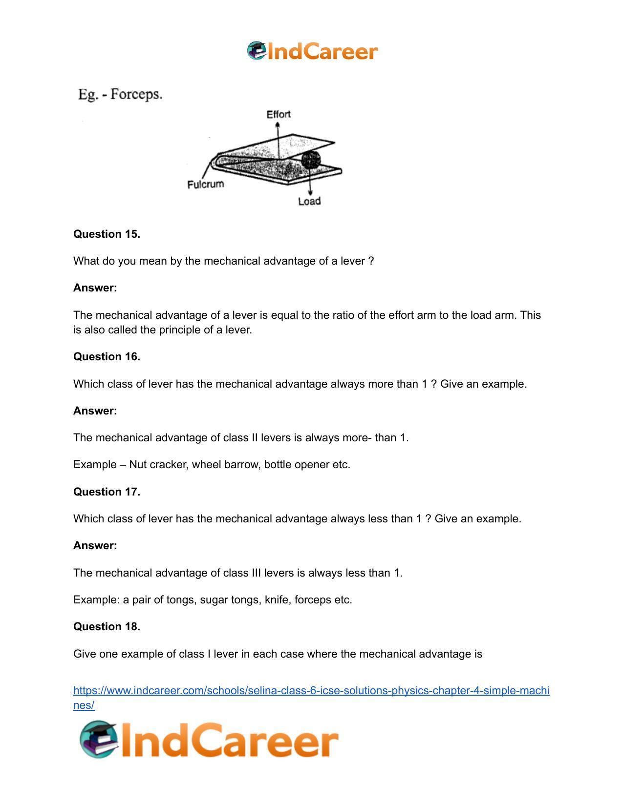 Selina Class 6 ICSE Solutions Physics : Chapter 4- Simple Machines - Page 9
