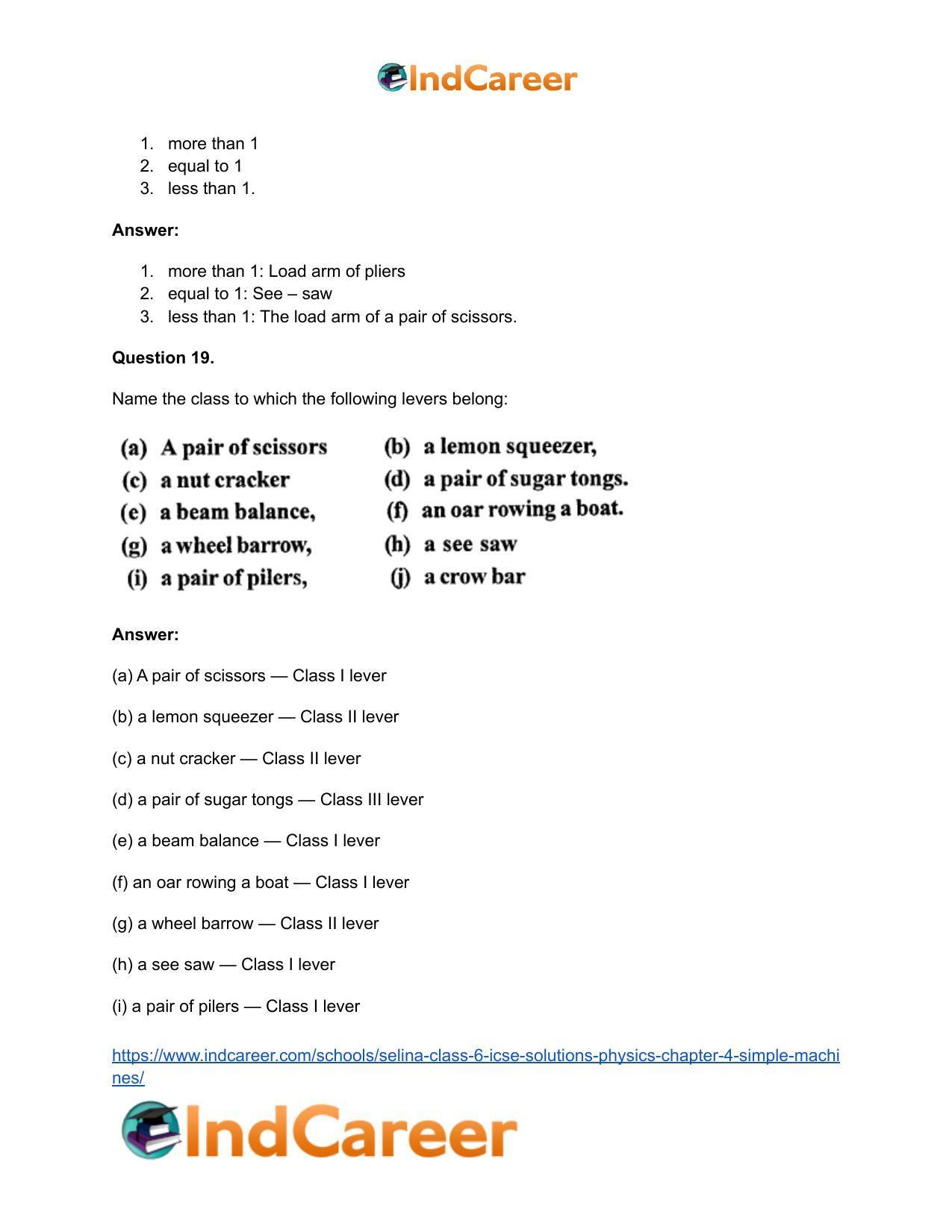 Selina Class 6 ICSE Solutions Physics : Chapter 4- Simple Machines - Page 10