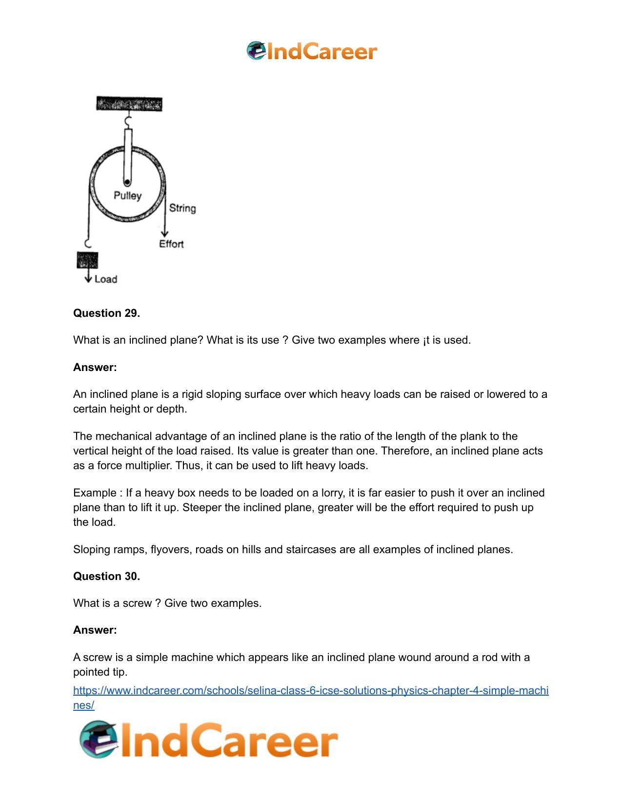 Selina Class 6 ICSE Solutions Physics : Chapter 4- Simple Machines - Page 17