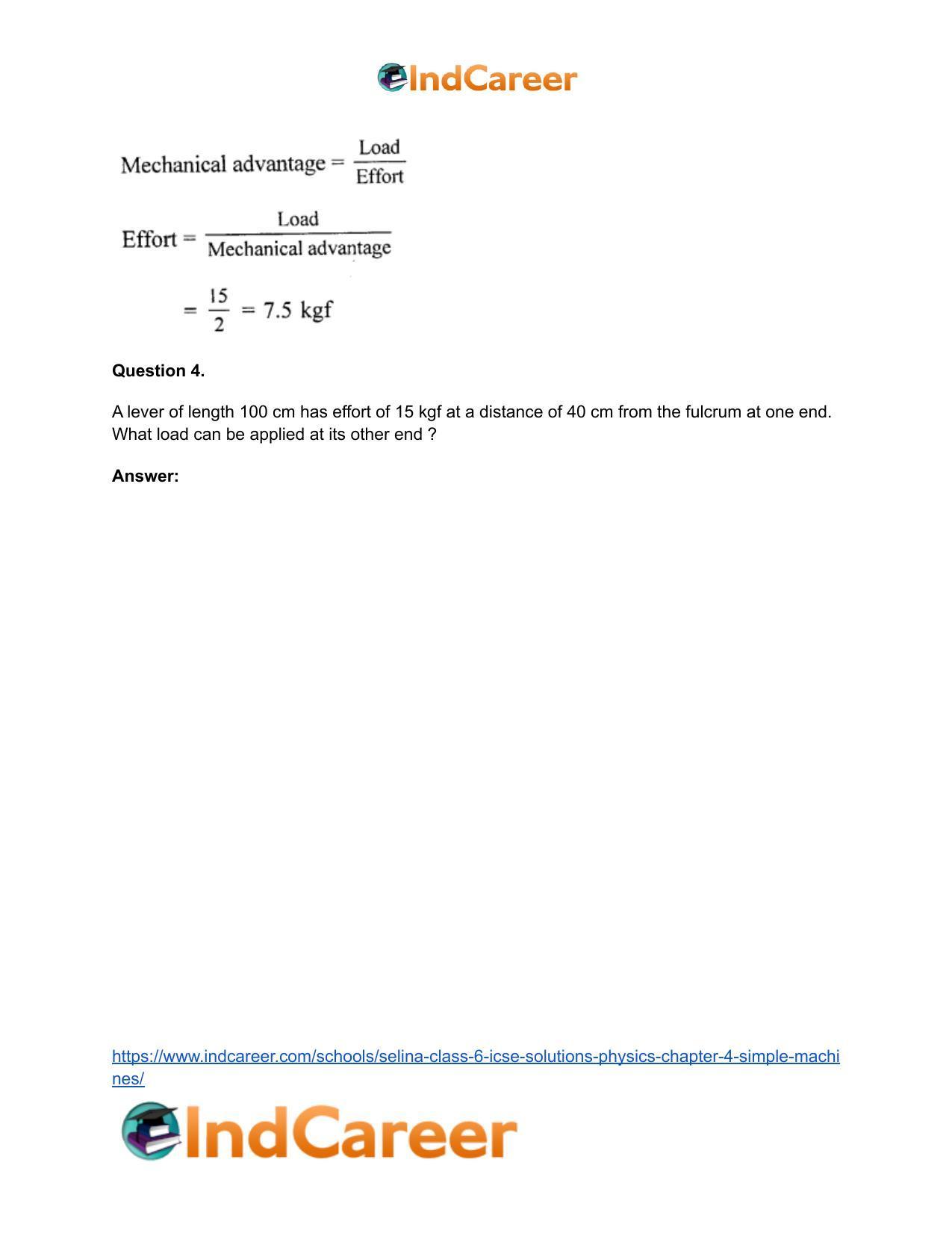Selina Class 6 ICSE Solutions Physics : Chapter 4- Simple Machines - Page 22