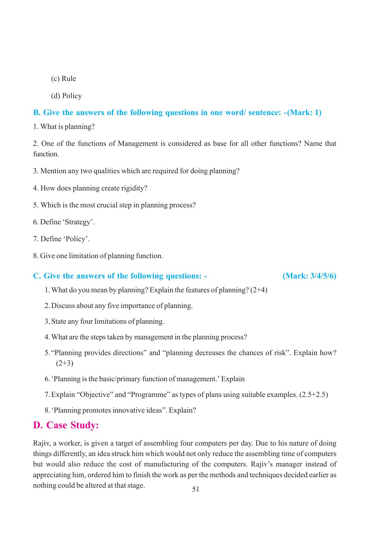 Tripura Board Class 12 Business Studies English Version Workbooks - Page 51