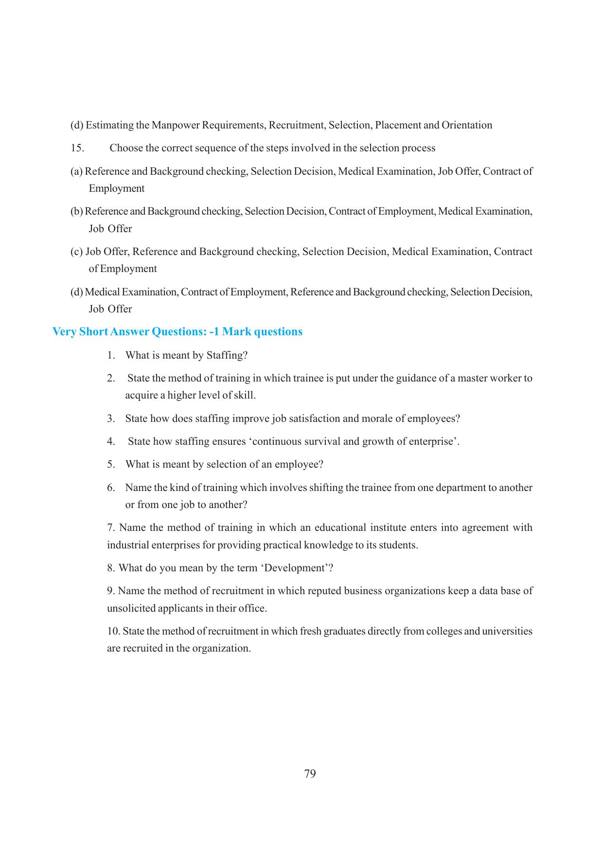 Tripura Board Class 12 Business Studies English Version Workbooks - Page 79