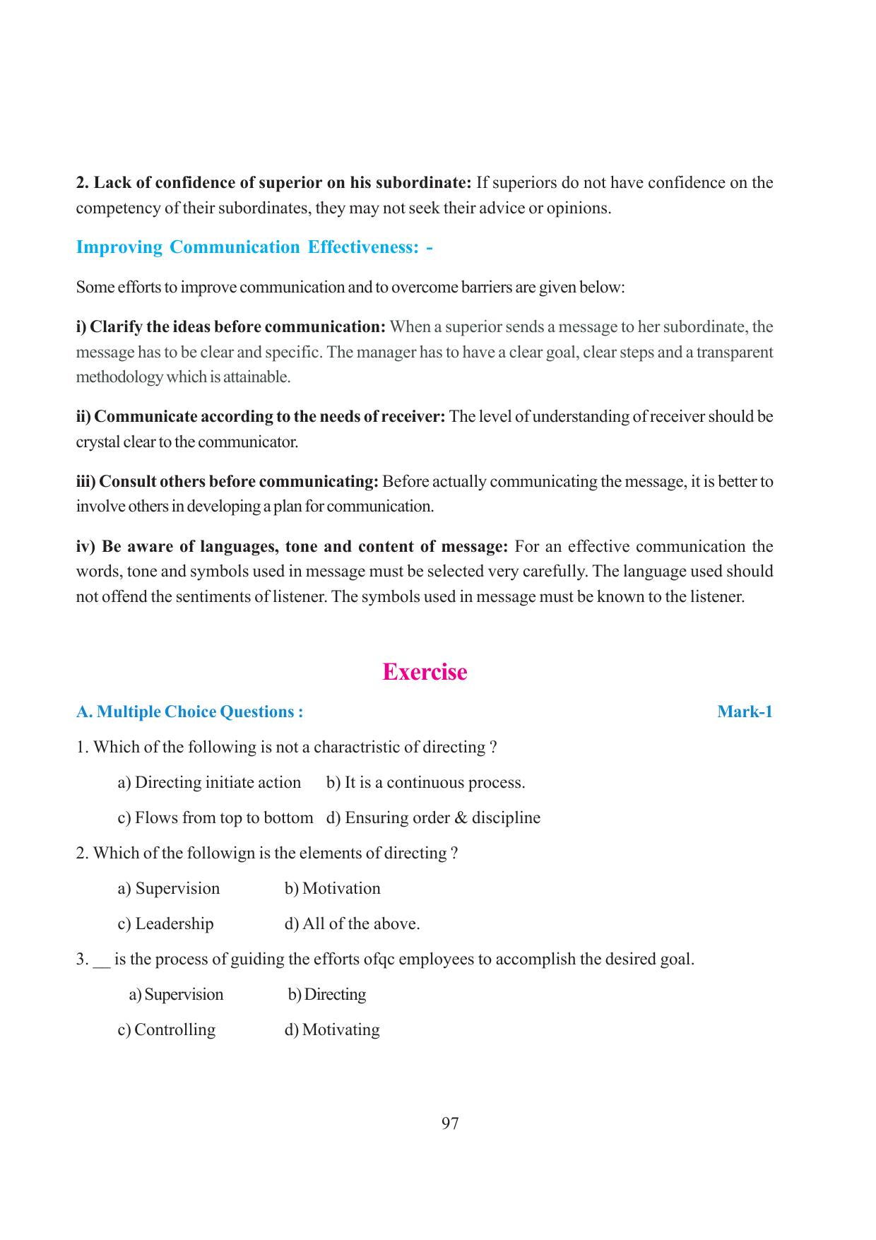 Tripura Board Class 12 Business Studies English Version Workbooks - Page 97