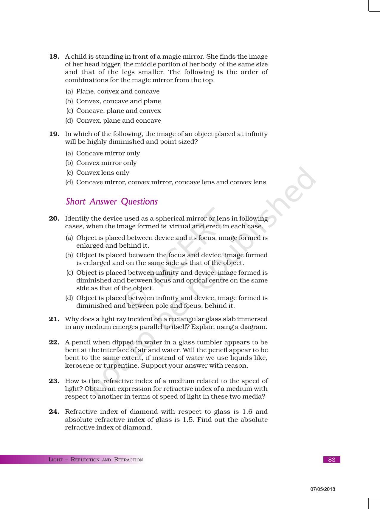 NCERT Exemplar Book for Class 10 Science: Chapter 10 Light Reflection and Refraction - Page 5