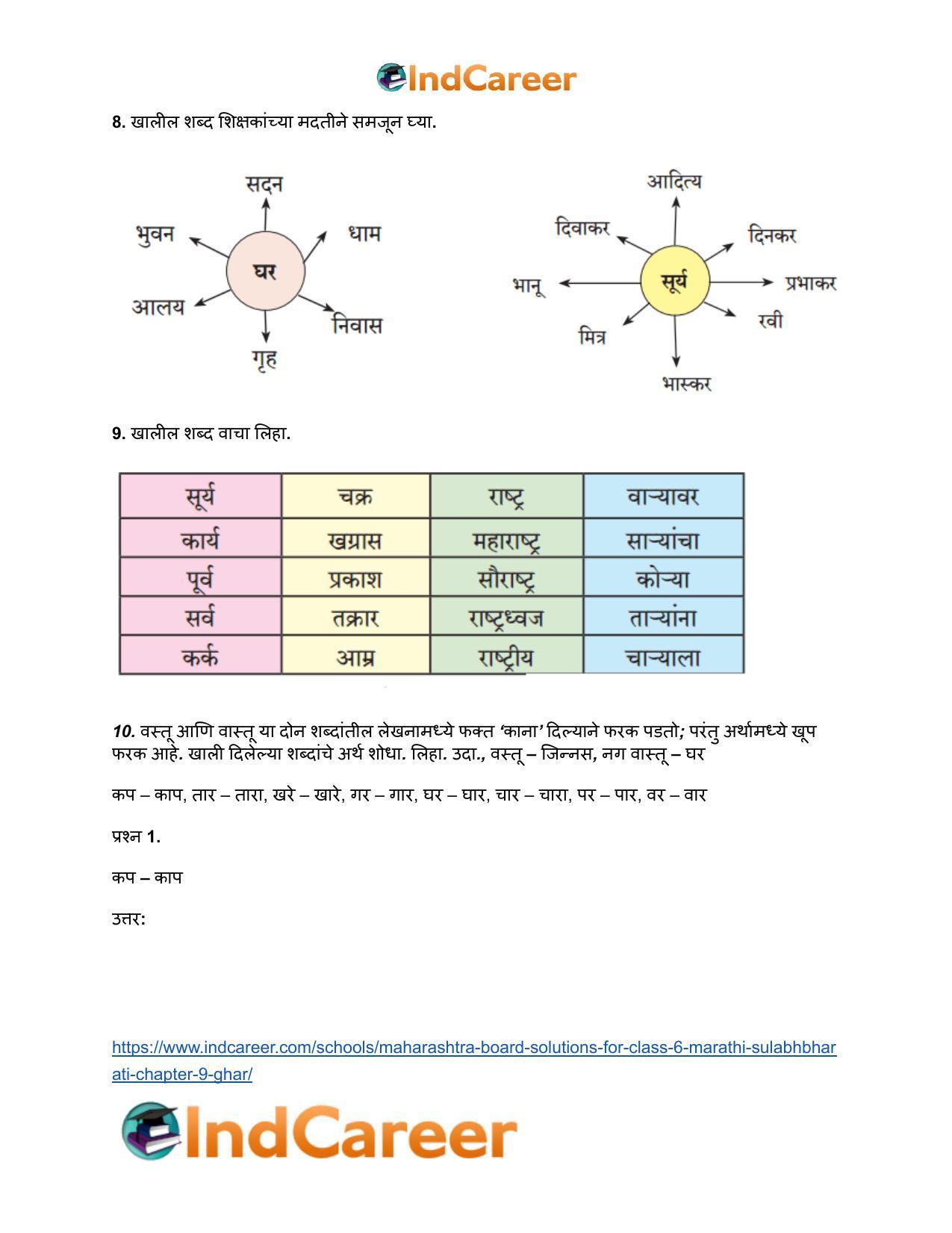 Maharashtra Board Solutions for Class 6- Marathi Sulabhbharati: Chapter 9- घर - Page 9