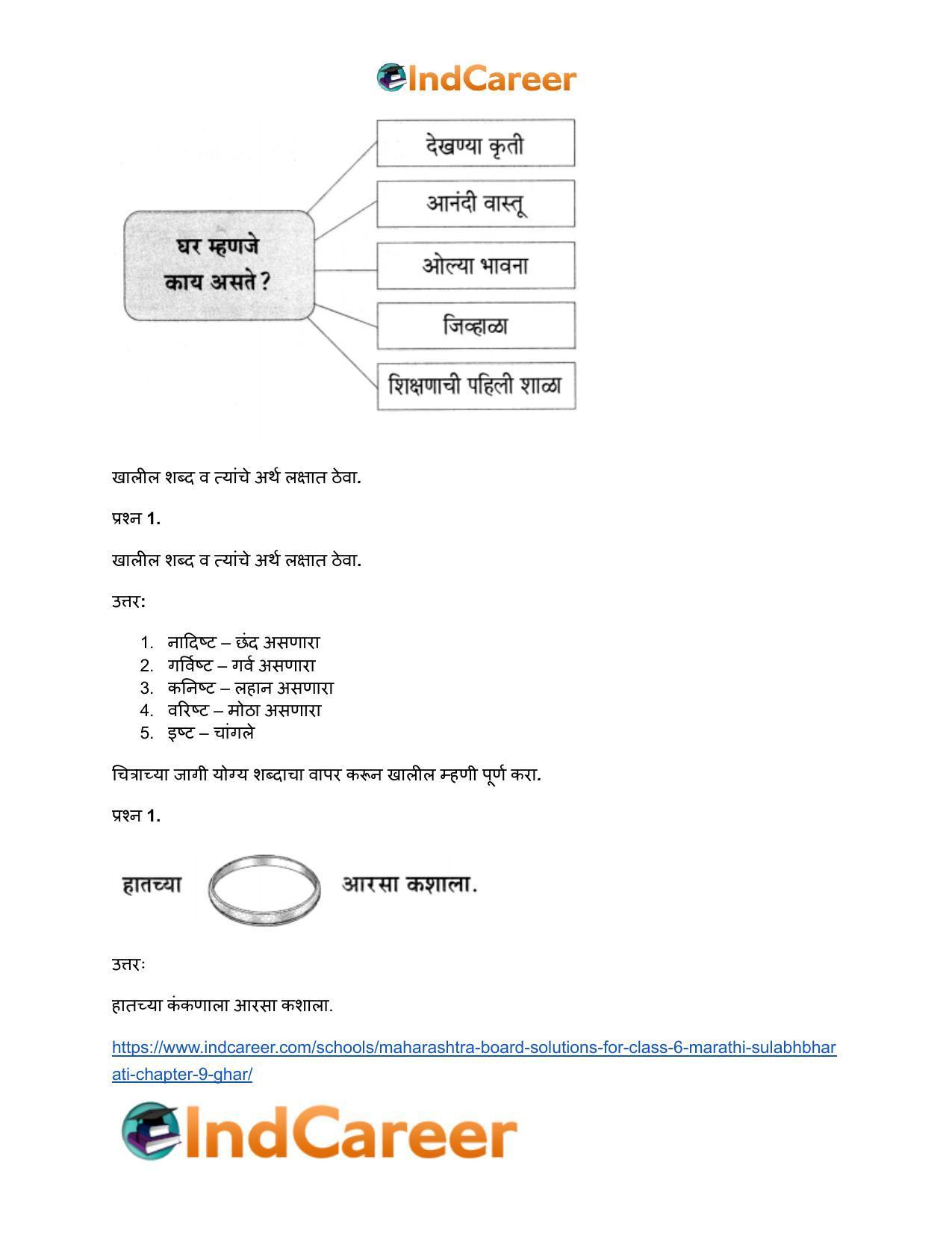 Maharashtra Board Solutions for Class 6- Marathi Sulabhbharati: Chapter 9- घर - Page 22