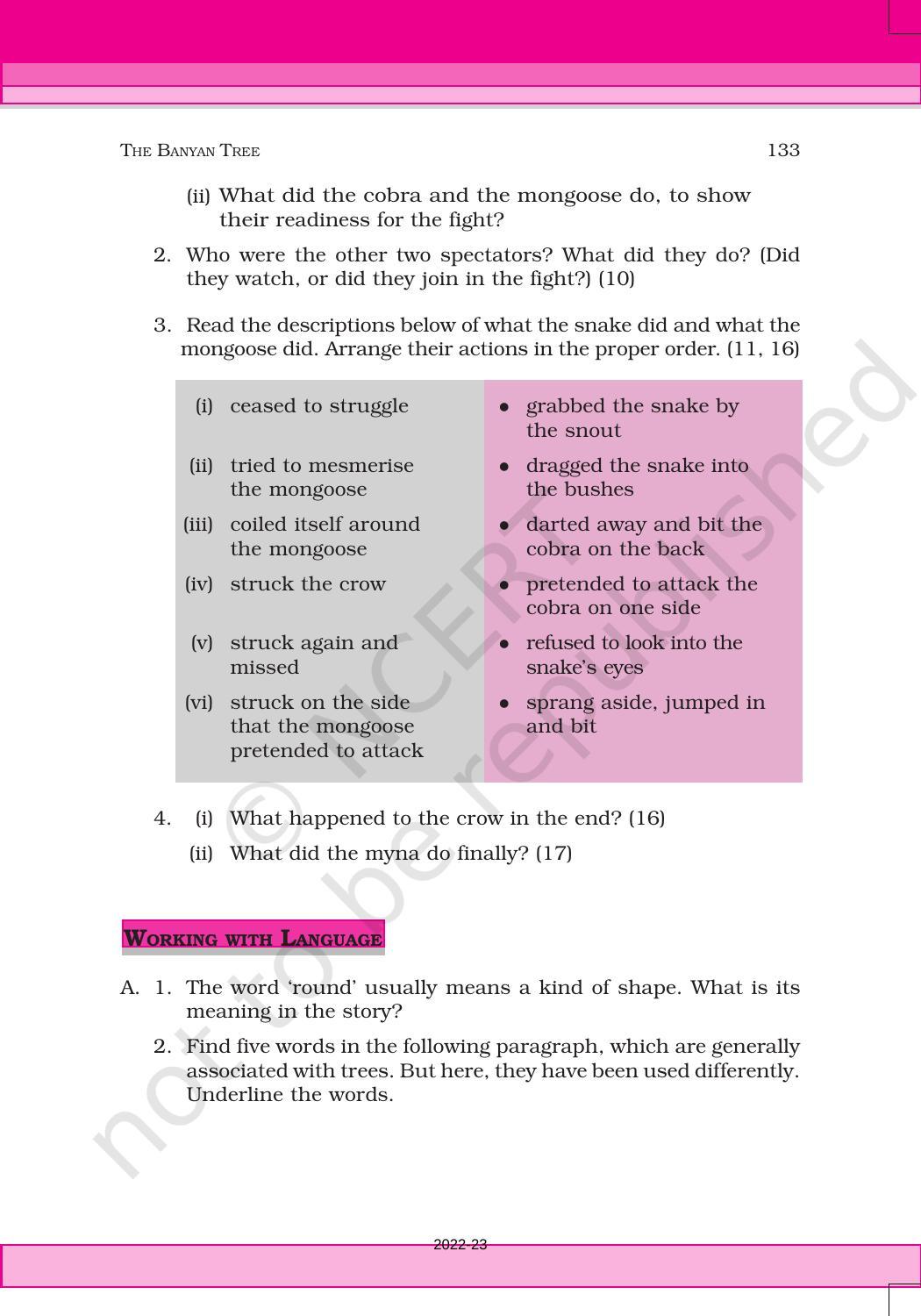 NCERT Book For Class 6 English(Honeysuckle) : Chapter 10-The Banyan ...