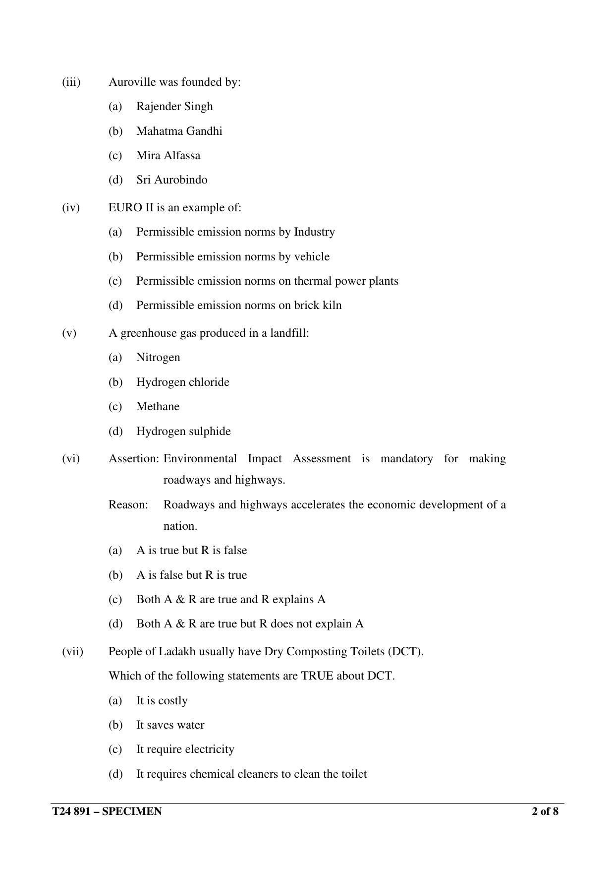 ICSE Class 10  2024 ENVIRONMENTAL APPLICATIONS Sample Paper - Page 2