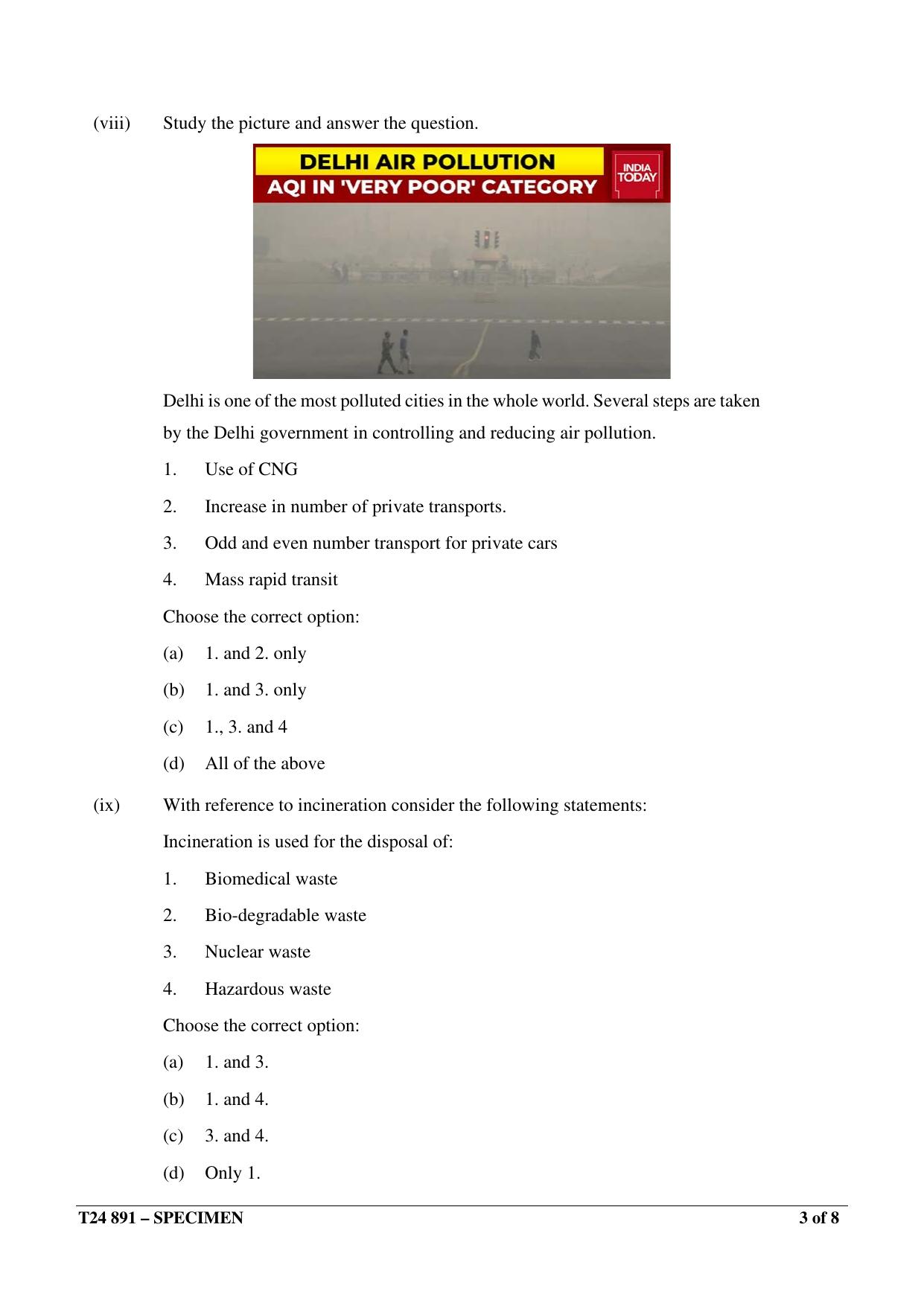 ICSE Class 10  2024 ENVIRONMENTAL APPLICATIONS Sample Paper - Page 3